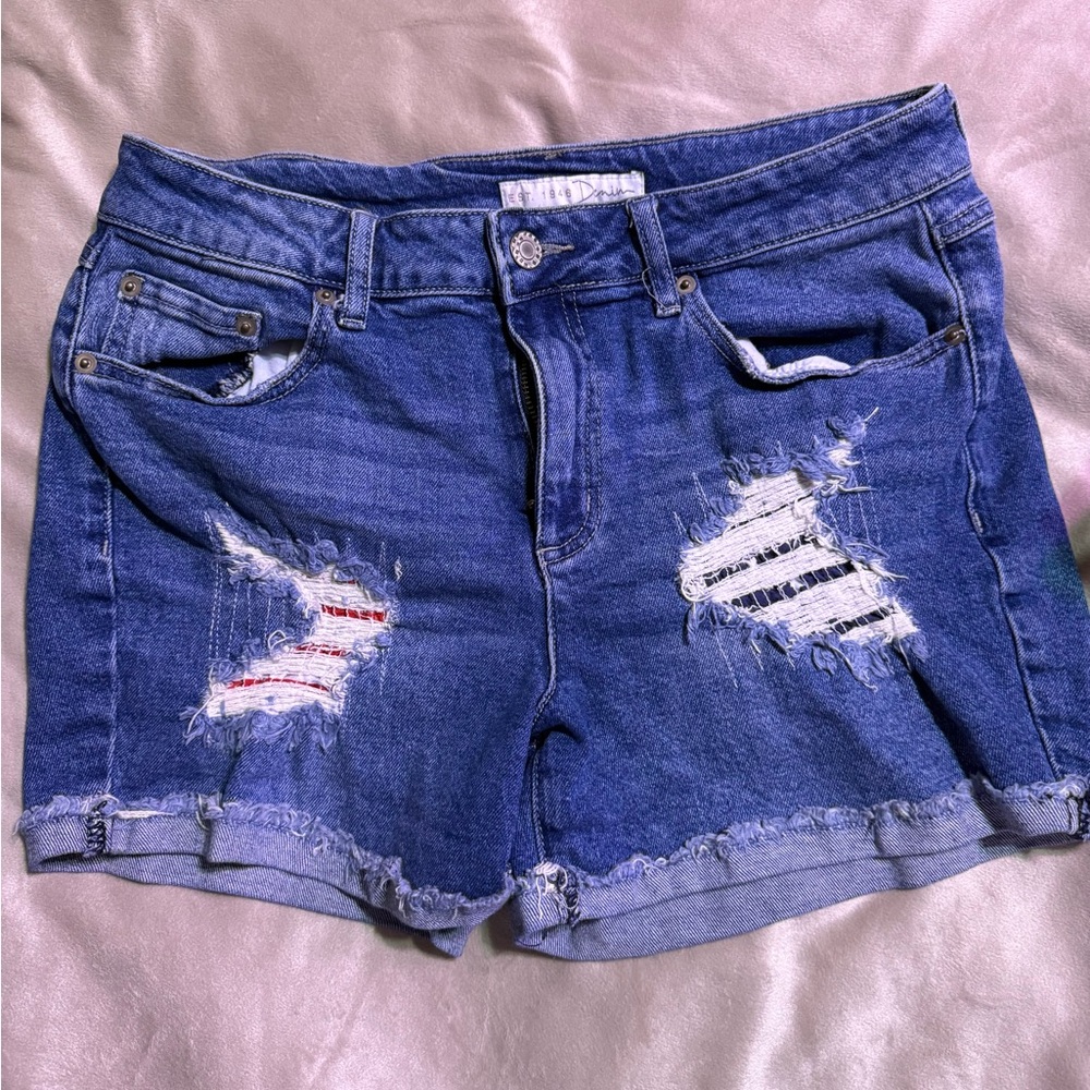 Stylish Distressed Blue Jean Shorts for Women